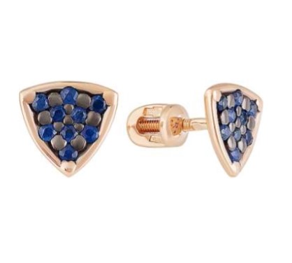Пуссеты из золота с камнем Сапфир фото, цены
