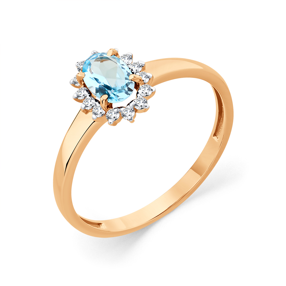 Кольцо из золота с камнем Топаз, Фианит фото, цены