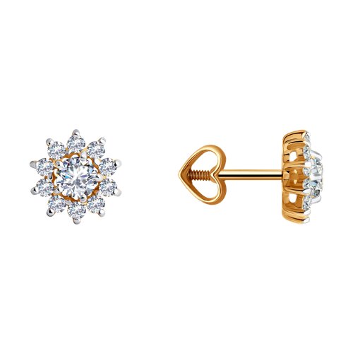 Пуссеты из золота с камнем Фианит фото, цены