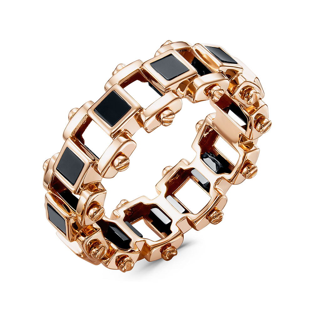 Кольцо из золота с камнем Оникс фото, цены