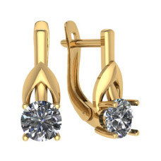 Серьги из золота с камнем Фианит фото, цены