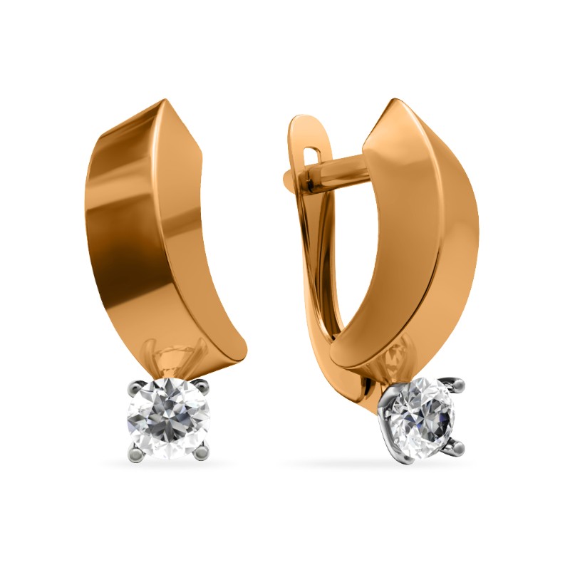 Серьги из золота с камнем Фианит фото, цены