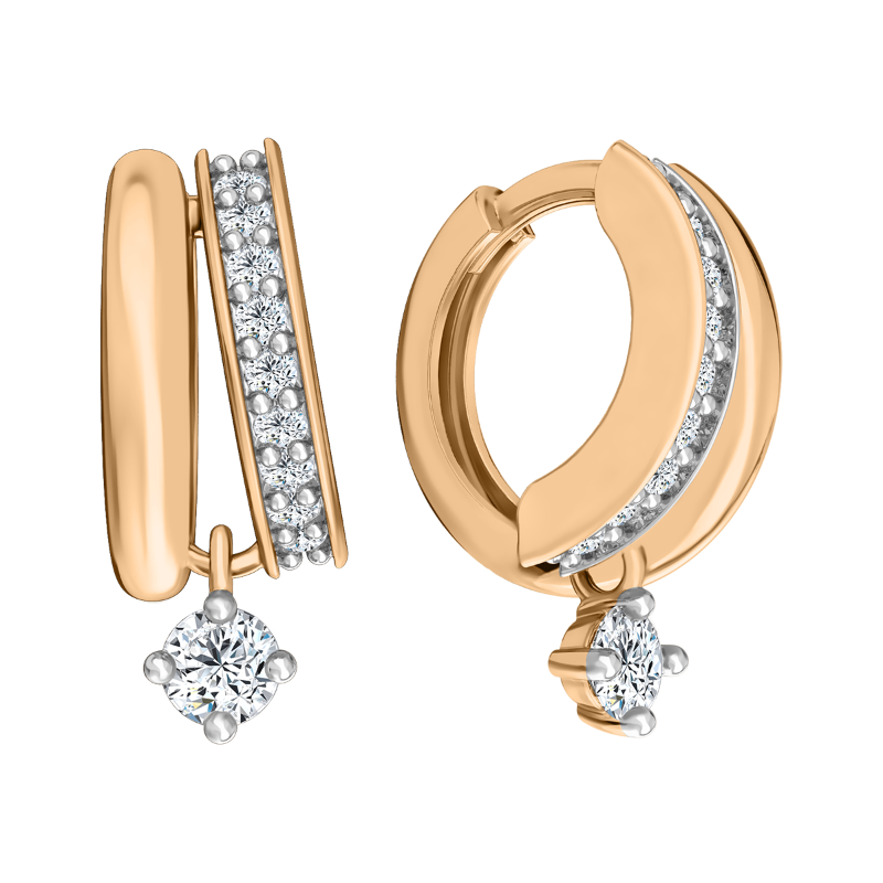 Серьги из золота с камнем Фианит фото, цены