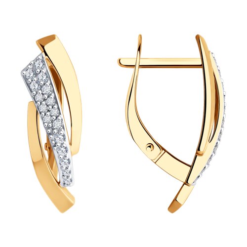 Серьги из золота с камнем Фианит фото, цены