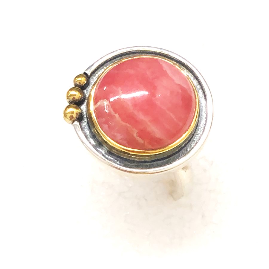 Кольцо из серебра с камнем Родохрозит фото, цены