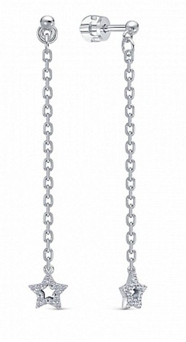 Пуссеты из серебра с камнем Фианит фото, цены