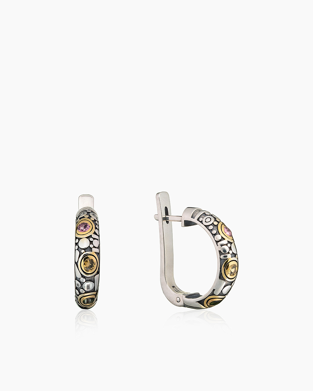 Серьги из серебра с камнем Турмалин фото, цены