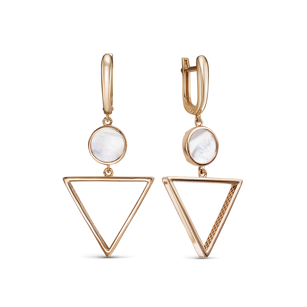 Серьги из золота с камнем Перламутр фото, цены