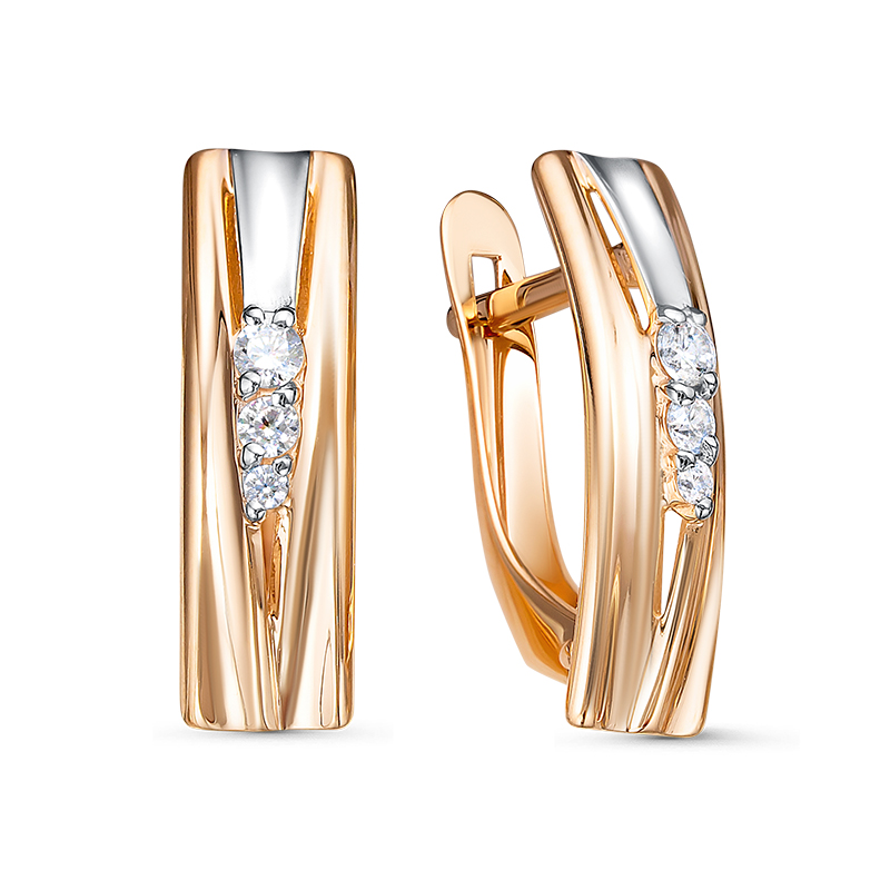 Серьги из золота с камнем Фианит фото, цены