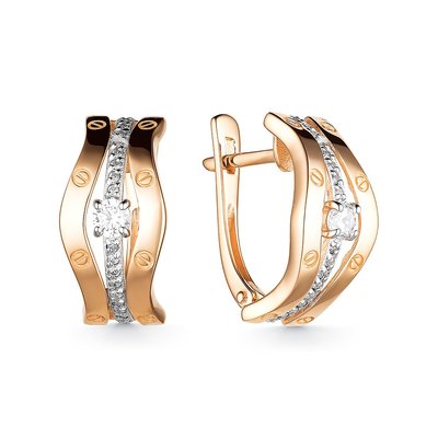 Серьги из золота с камнем Фианит фото, цены