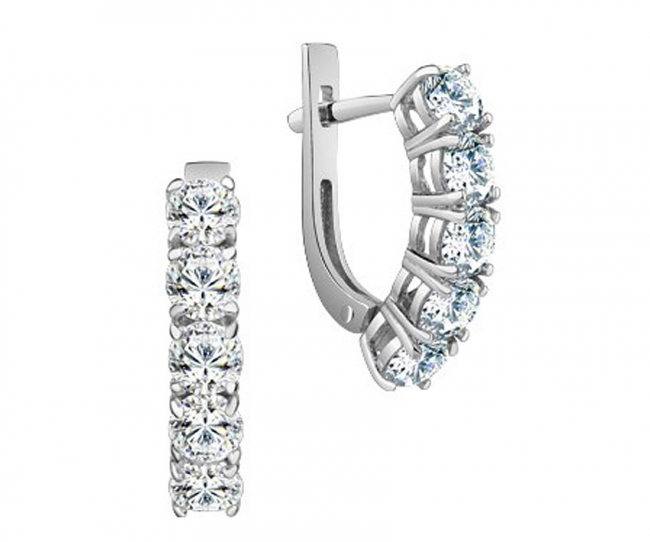 Серьги из серебра с камнем Фианит фото, цены