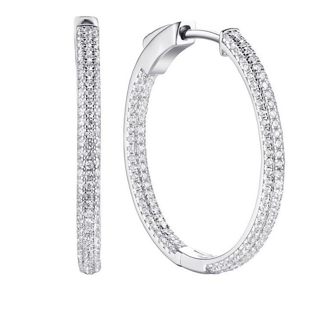 Серьги из серебра с камнем Фианит фото, цены