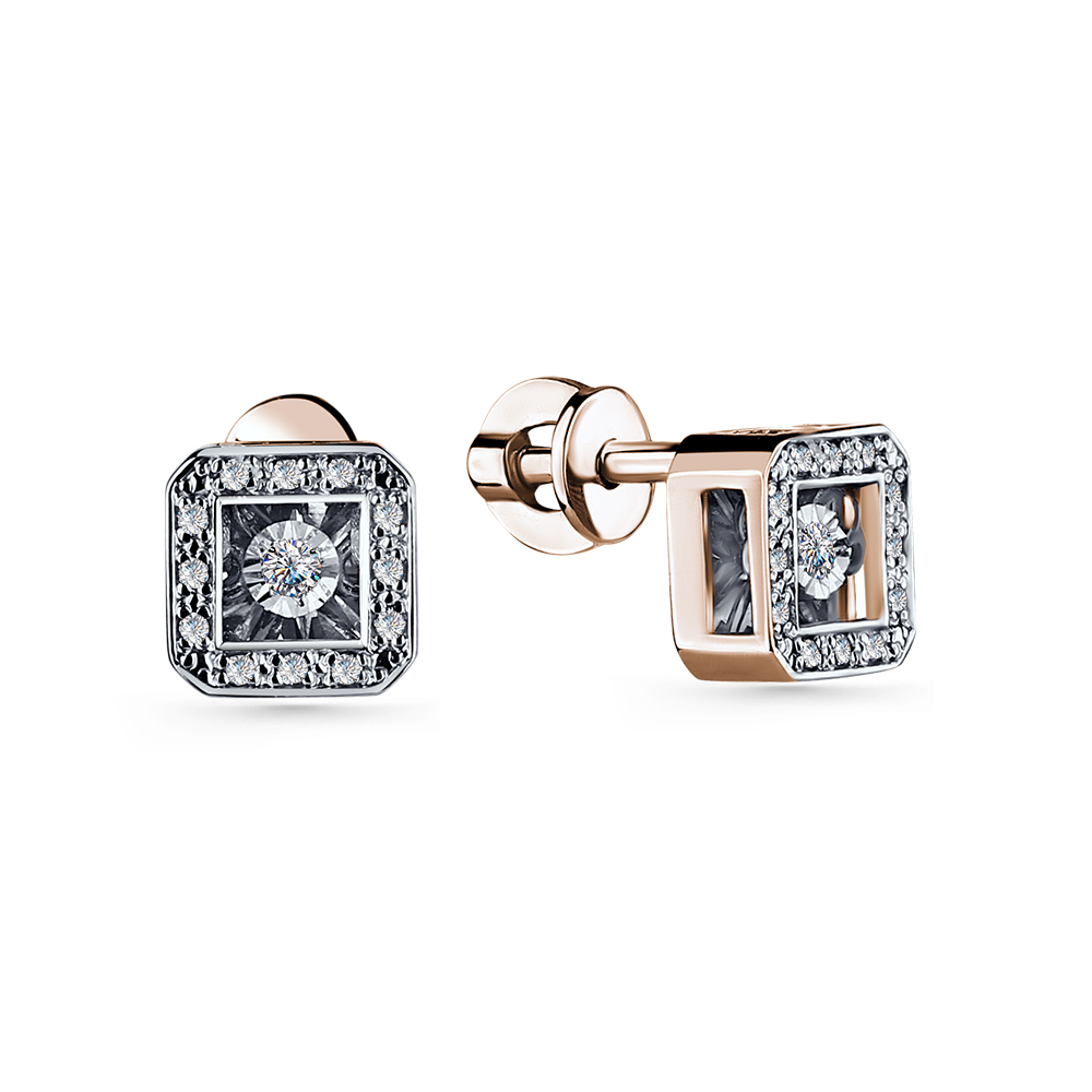 Пуссеты из золота с камнем Бриллиант,  фото, цены