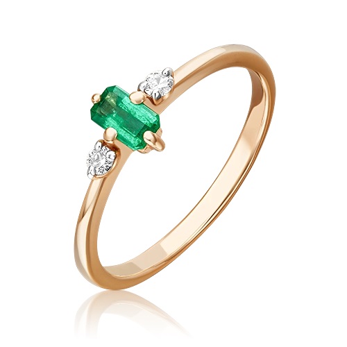 Кольцо из золота с камнем Бриллиант, Изумруд фото, цены