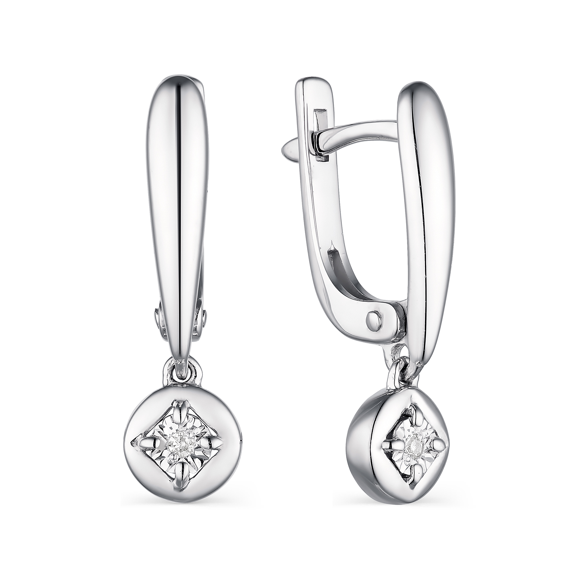 Серьги из серебра с камнем Бриллиант фото, цены