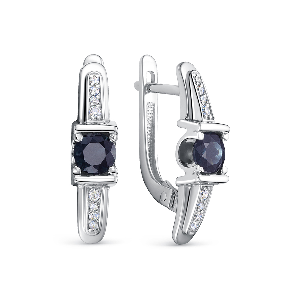 Серьги из золота с камнем Бриллиант, Сапфир фото, цены