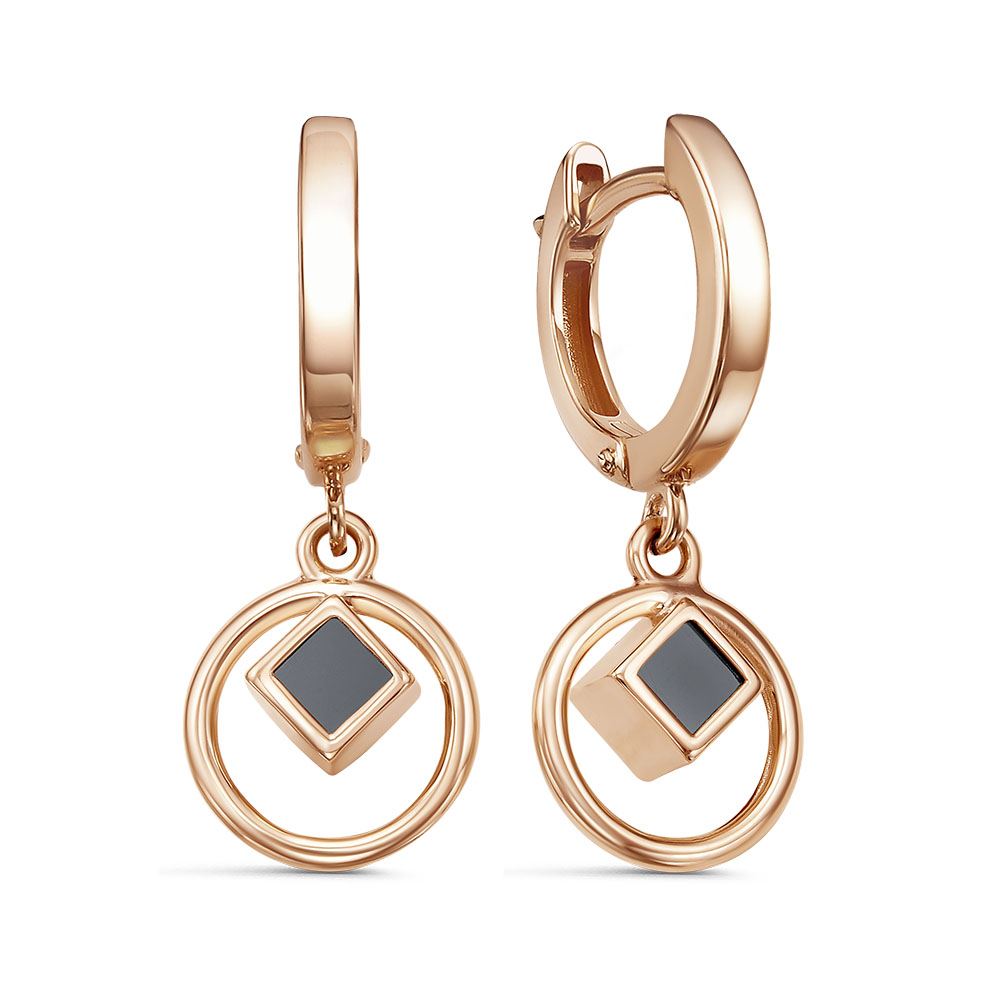 Серьги из золота с камнем Оникс фото, цены