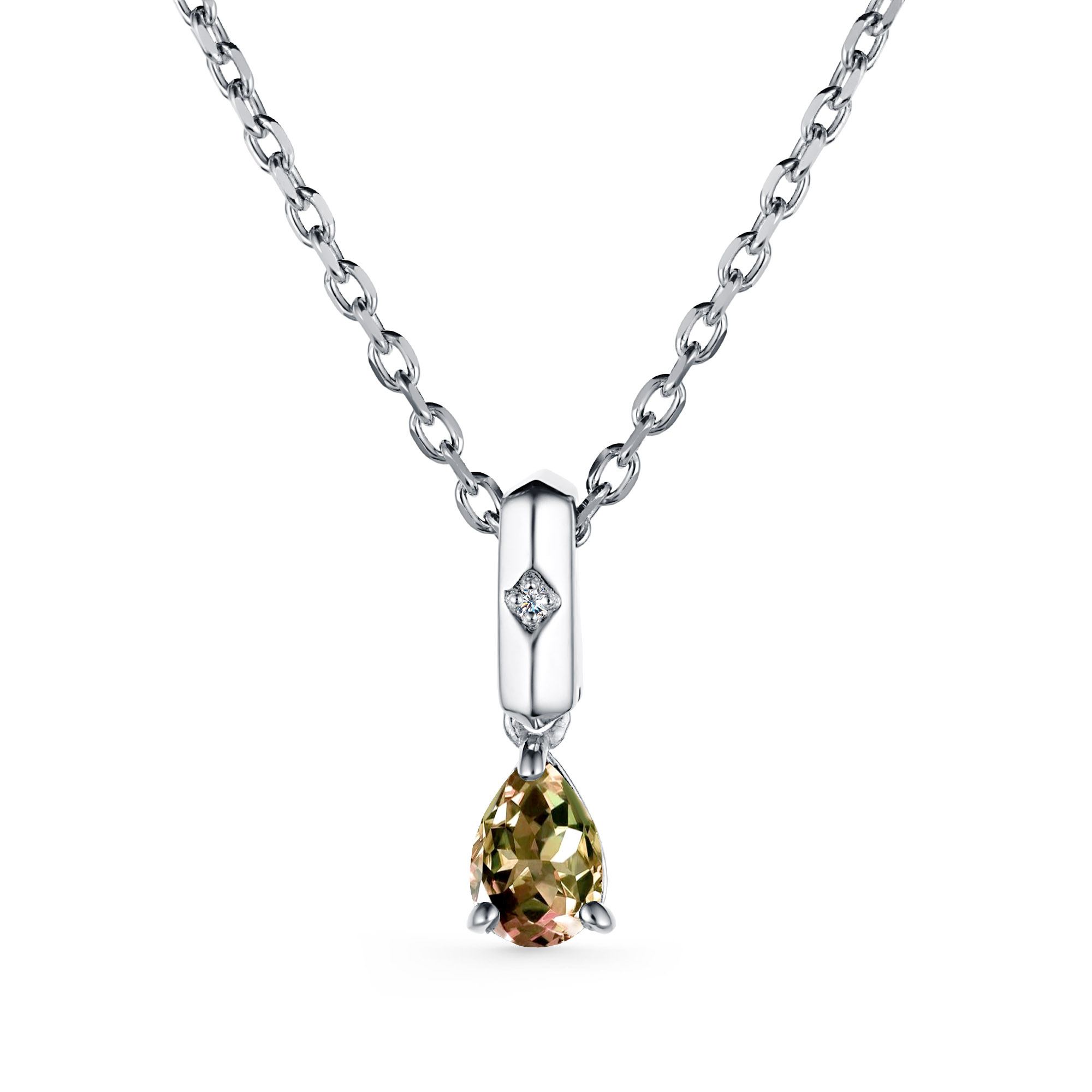 Колье из серебра с камнем Бриллиант, Султанит и.в. фото, цены