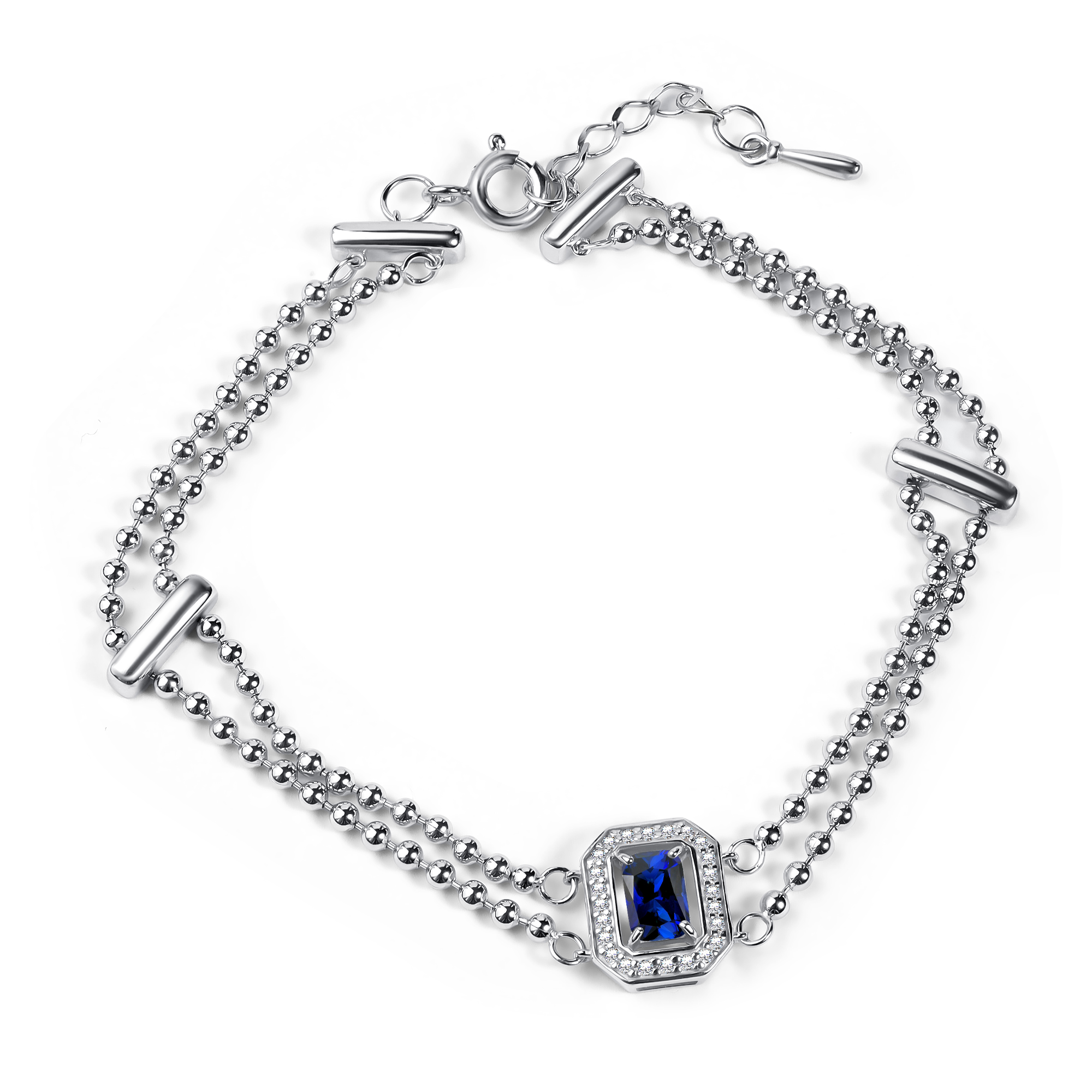 Браслет из серебра с камнем Фианит, Сапфир г/т фото, цены
