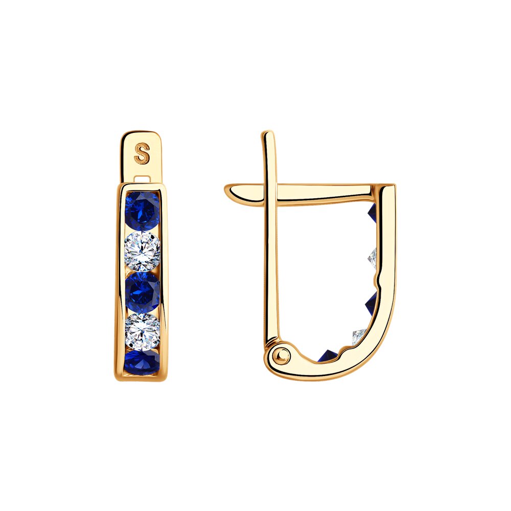 Серьги из золота с камнем Фианит фото, цены