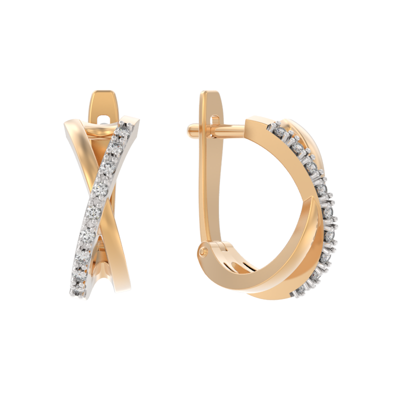 Серьги из золота с камнем Фианит фото, цены