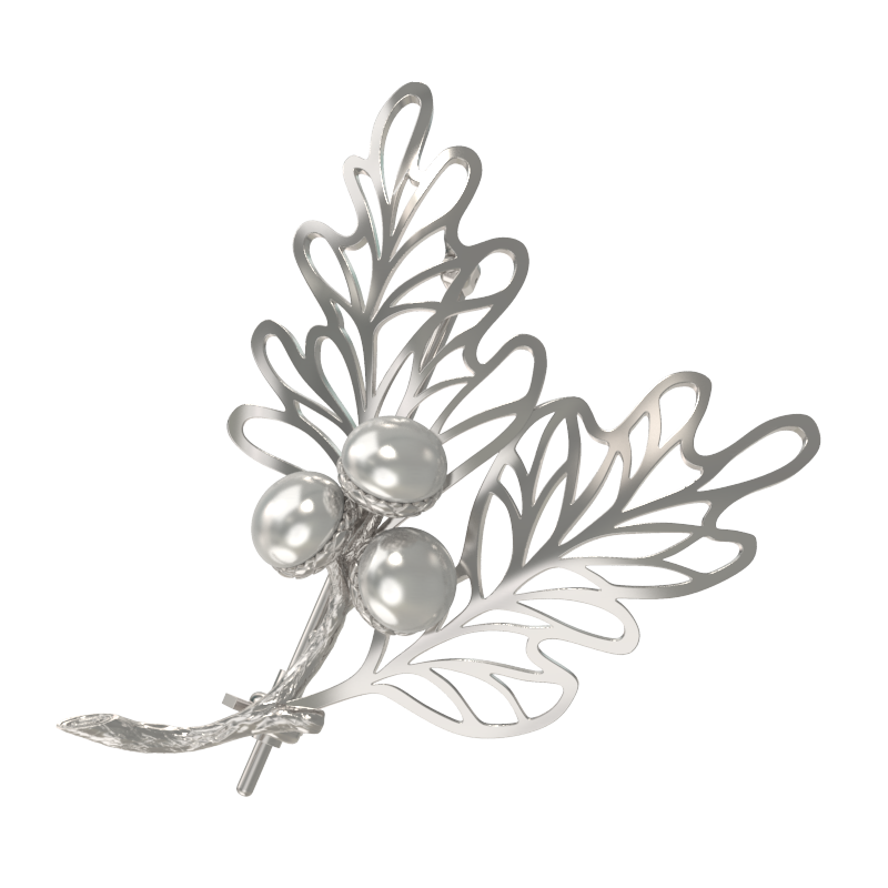 Брошь из серебра с камнем Жемчуг фото, цены