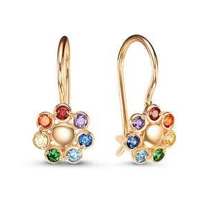 Серьги из золота с камнем Фианит фото, цены