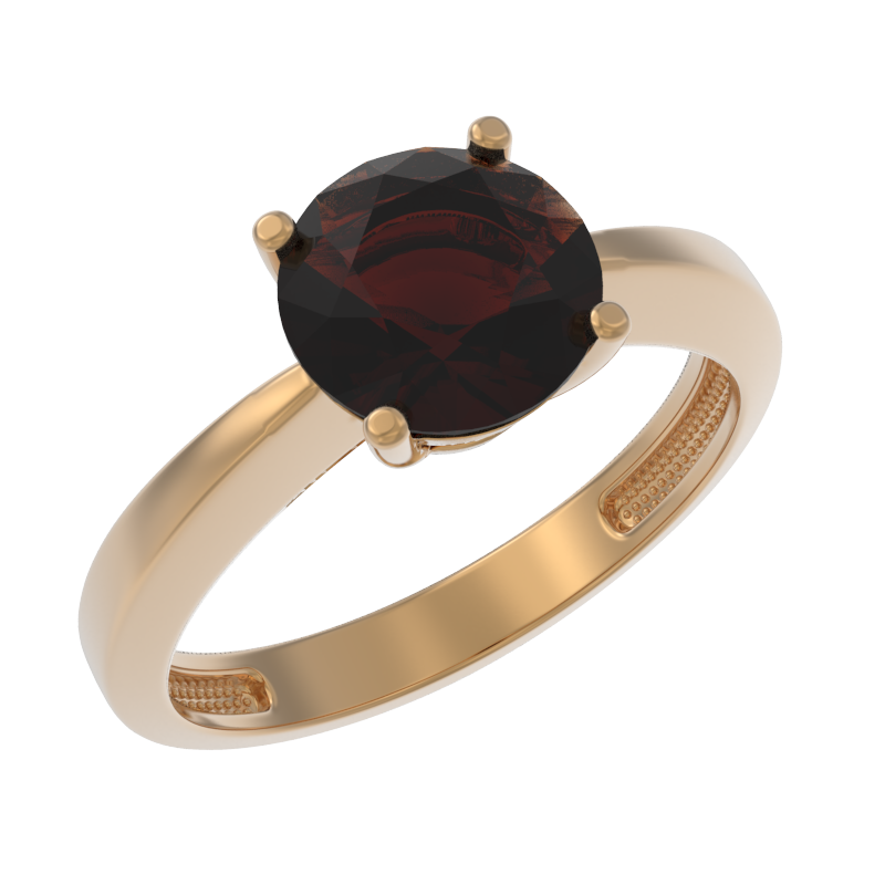 Кольцо из золота с камнем Гранат фото, цены