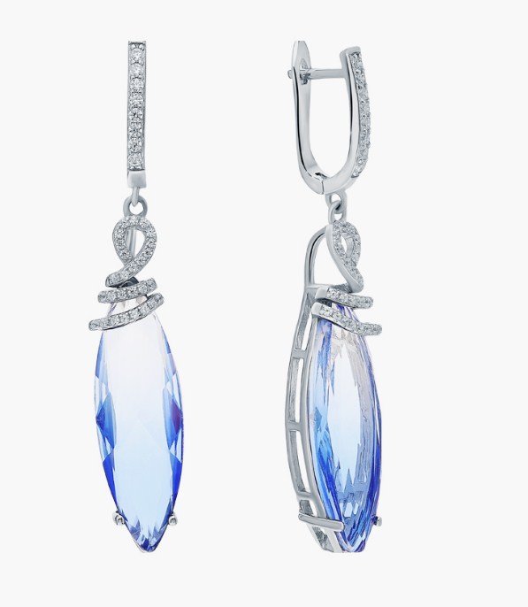 Серьги из серебра с камнем Циркон, Ситалл фото, цены