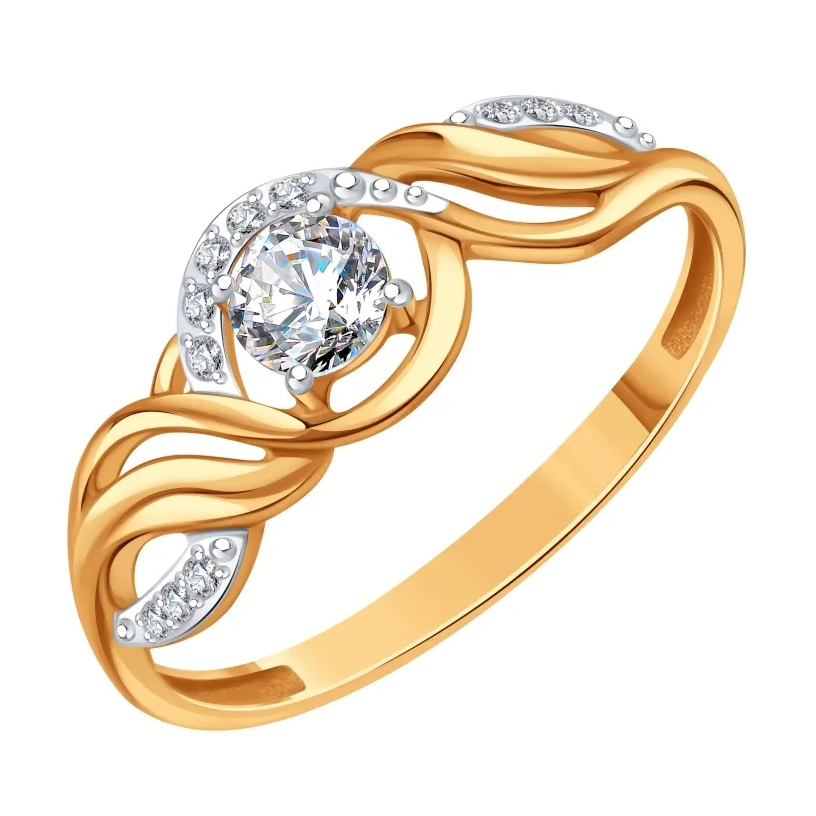 Кольцо из золота с камнем Фианит фото, цены