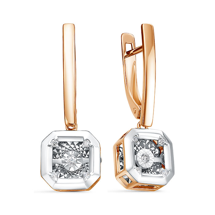 Серьги из золота с камнем Бриллиант фото, цены