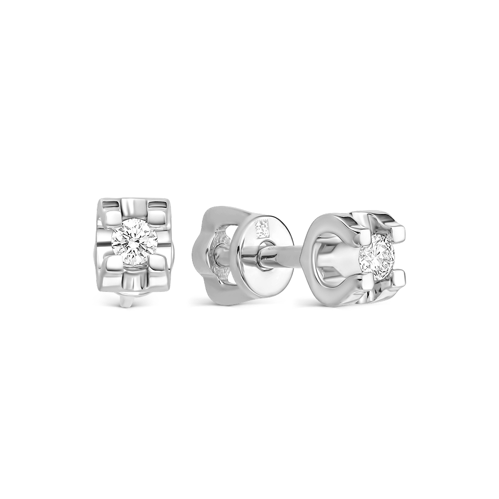 Пуссеты из золота с камнем Бриллиант фото, цены