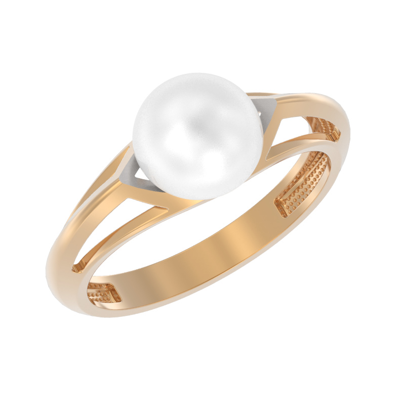 Кольцо из золота с камнем Жемчуг фото, цены
