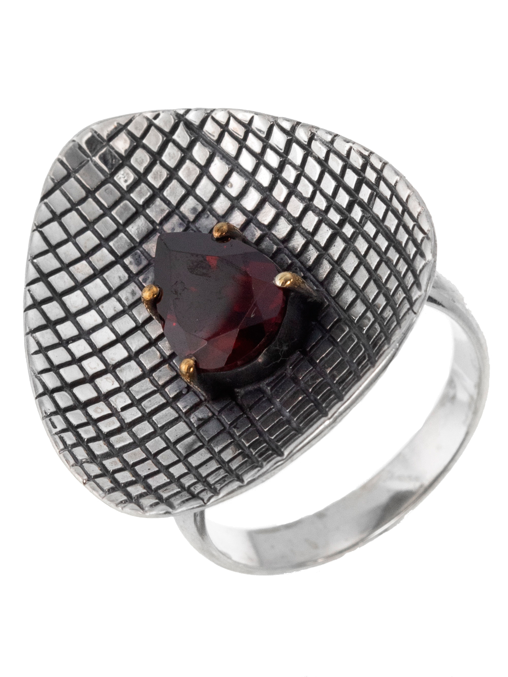 Кольцо из серебра с камнем Гранат фото, цены