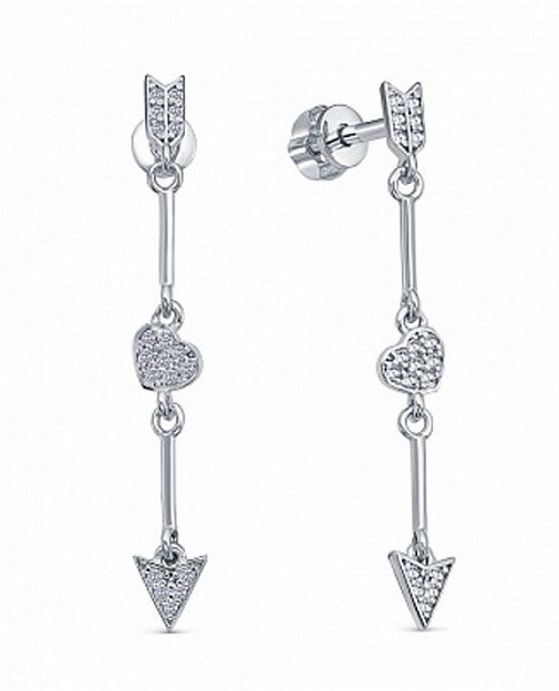 Пуссеты из серебра с камнем Фианит фото, цены