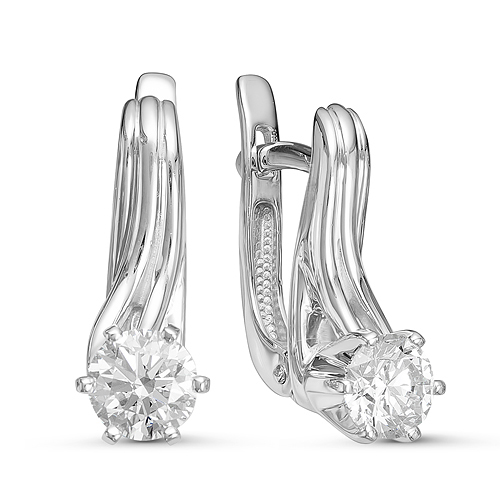 Серьги из золота с камнем Бриллиант фото, цены