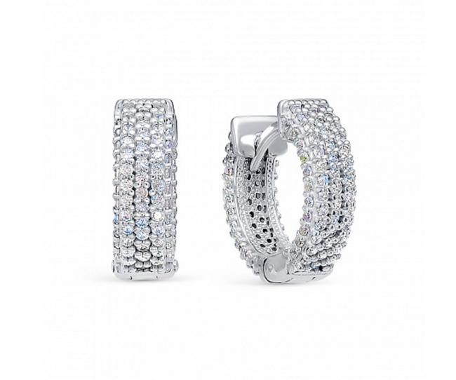 Серьги из серебра с камнем Фианит фото, цены