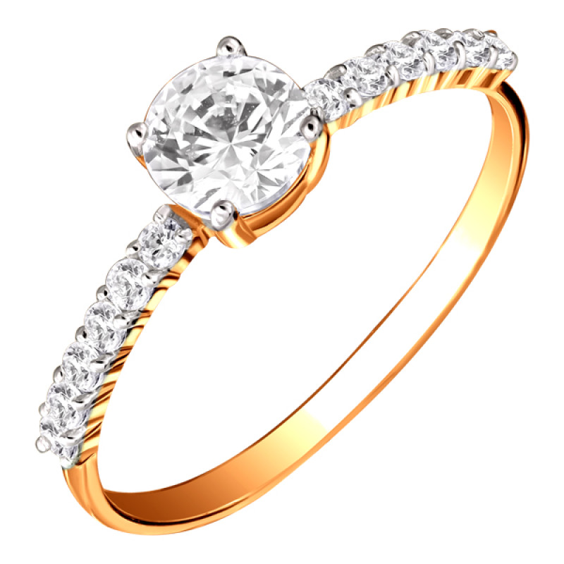 Кольцо из золота с камнем Фианит фото, цены