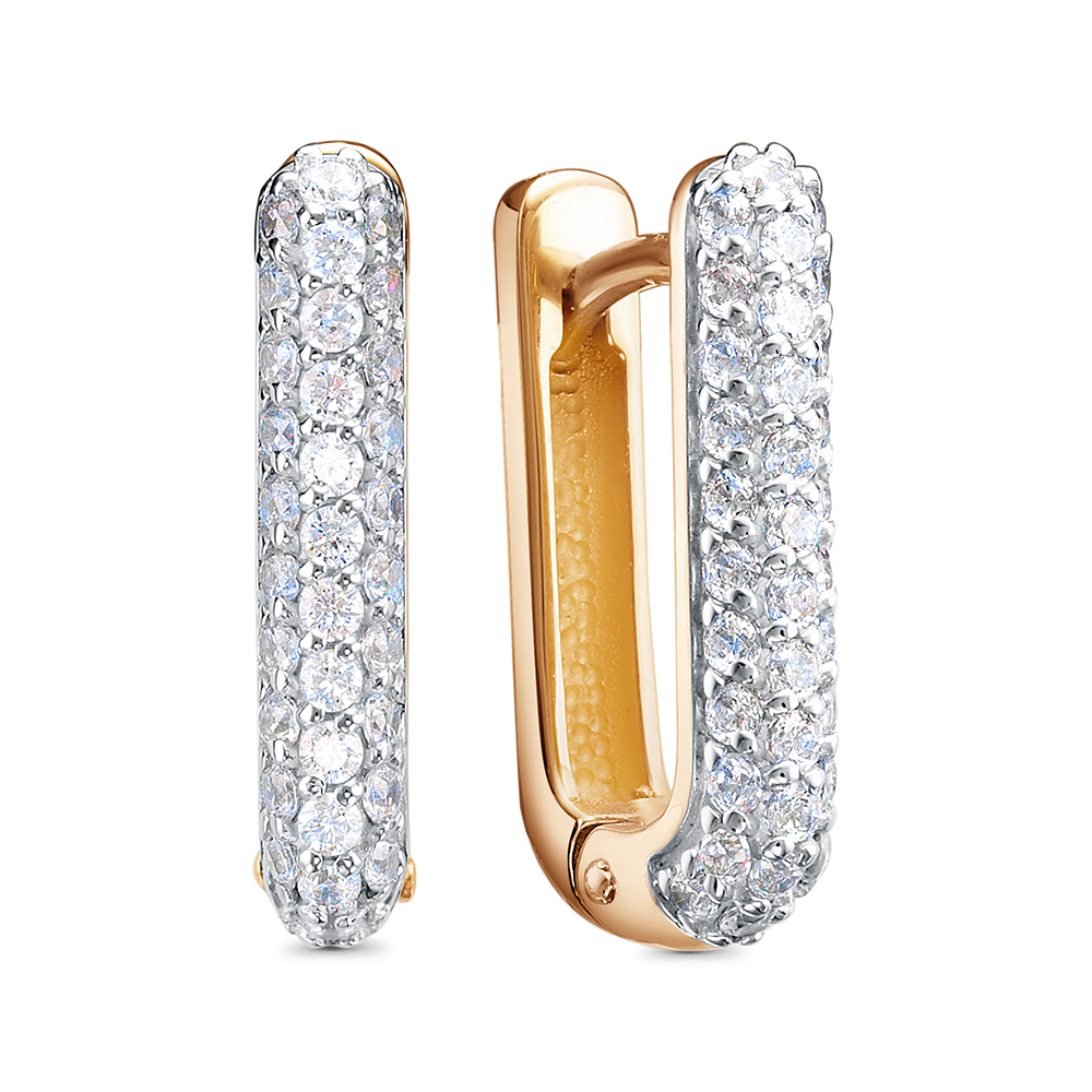 Серьги из золота с камнем Фианит фото, цены