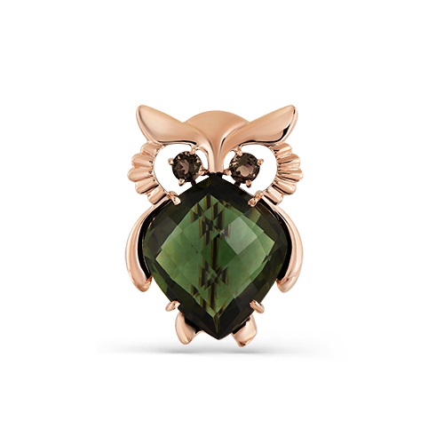 Брошь из золота с камнем Турмалин синт., Раух-топаз фото, цены