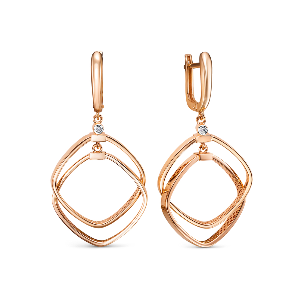 Серьги из золота с камнем Фианит фото, цены