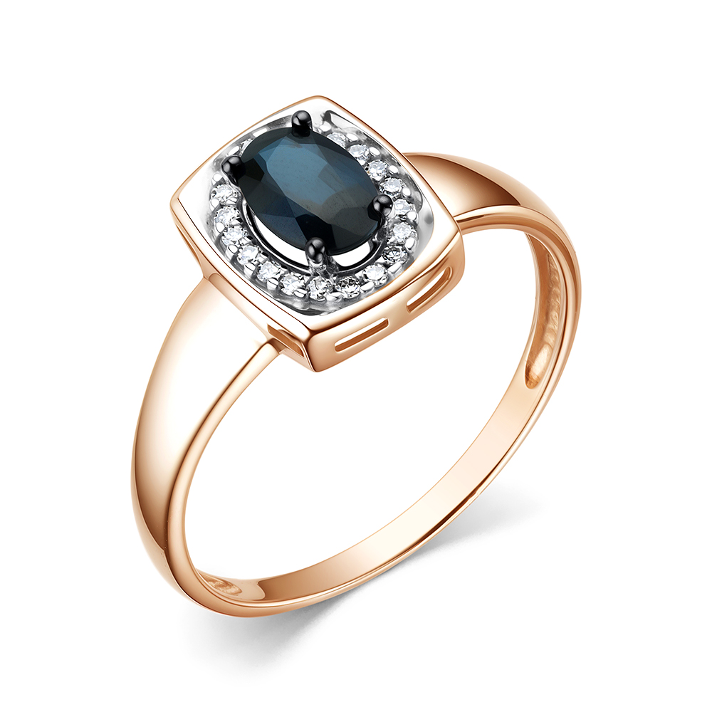 Кольцо из золота с камнем Бриллиант, Сапфир фото, цены