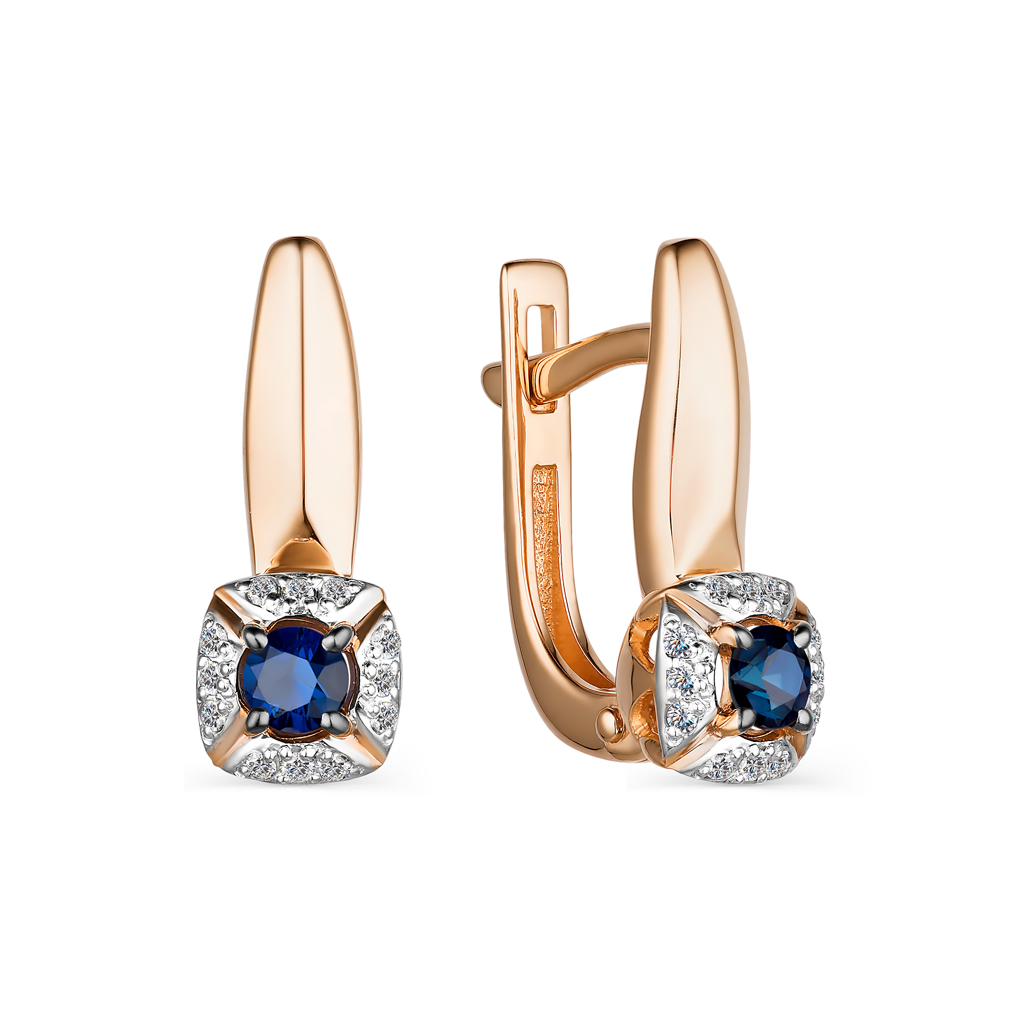 Серьги из золота с камнем Бриллиант, Сапфир фото, цены