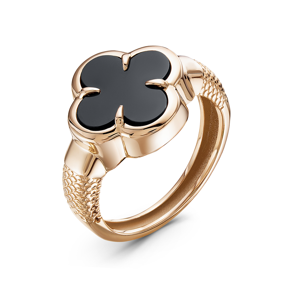 Кольцо из золота с камнем Оникс фото, цены