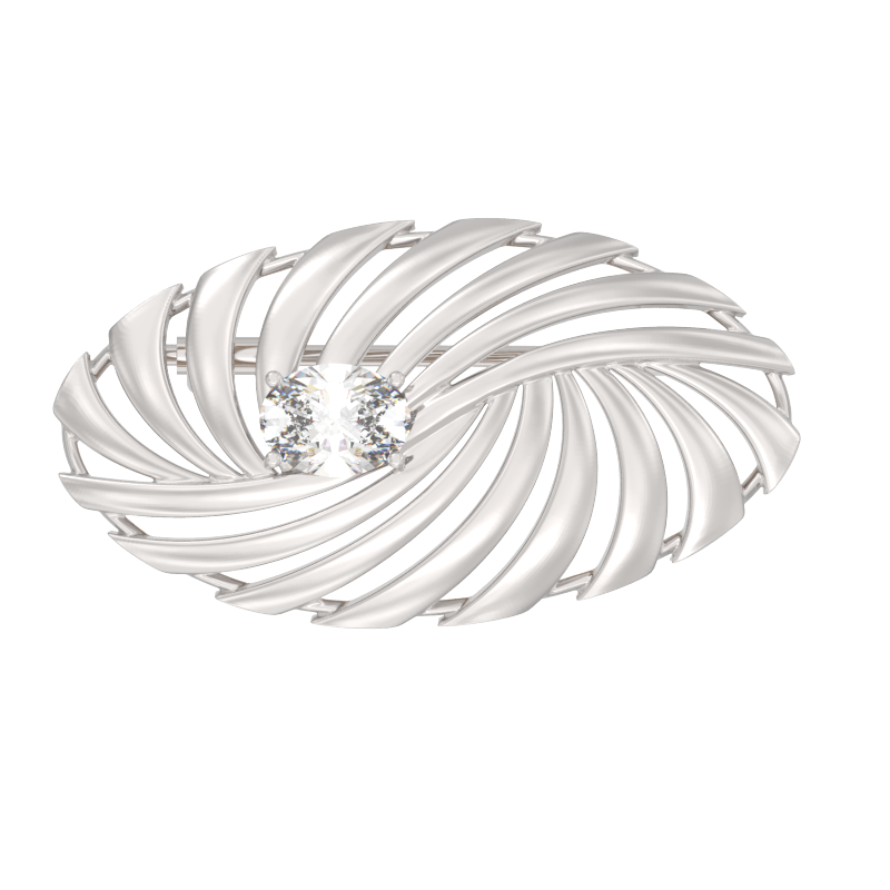 Брошь из серебра с камнем Фианит фото, цены