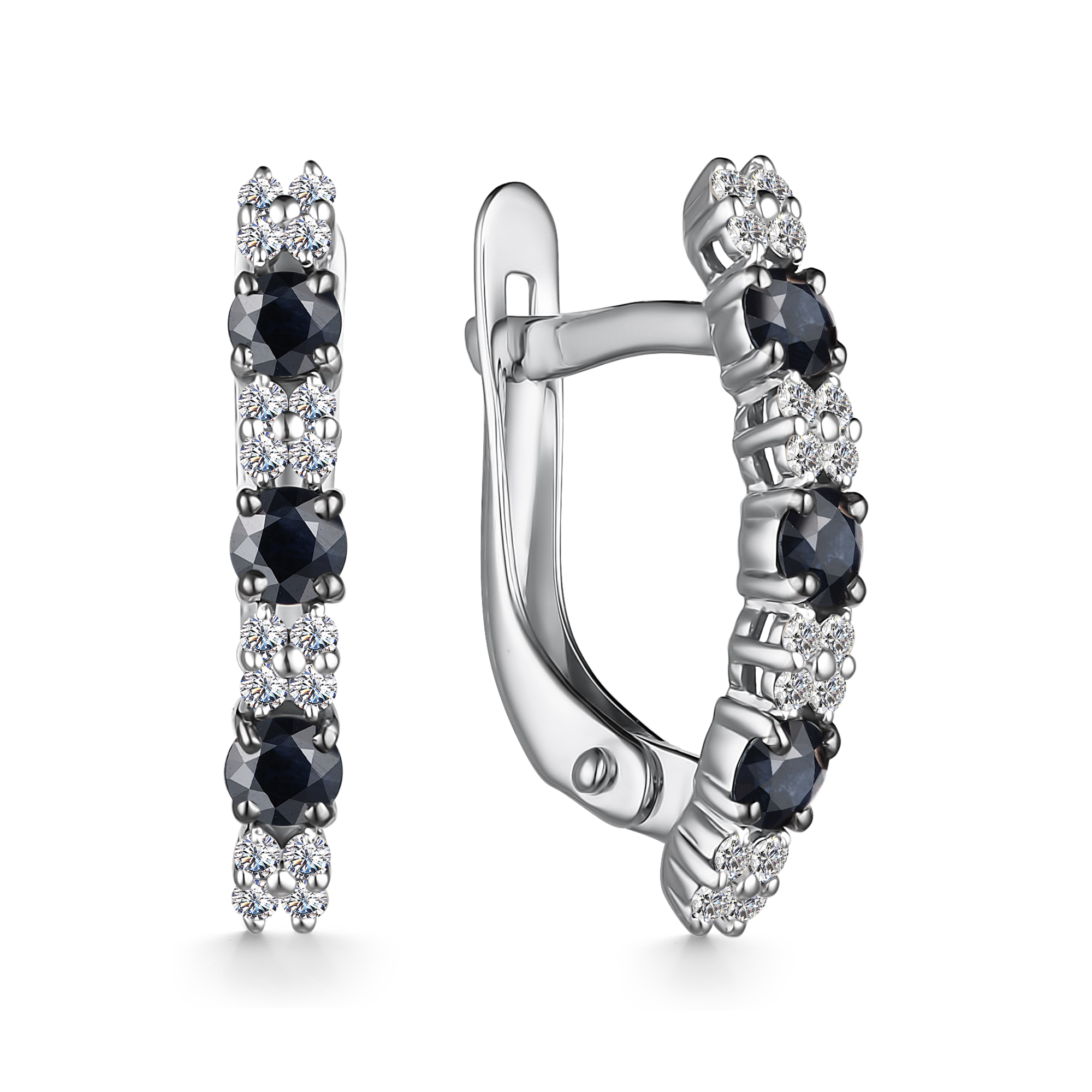 Серьги из золота с камнем Бриллиант, Сапфир фото, цены