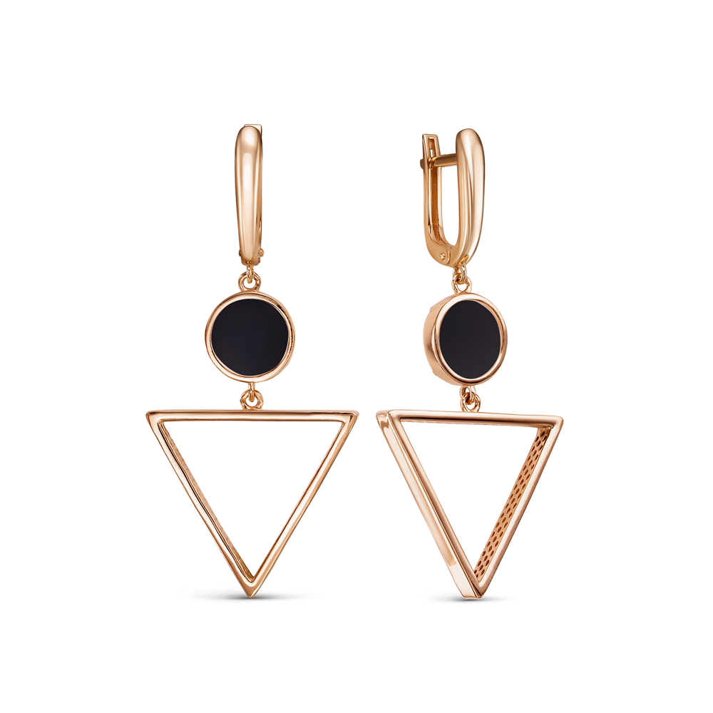 Серьги из золота с камнем Оникс фото, цены