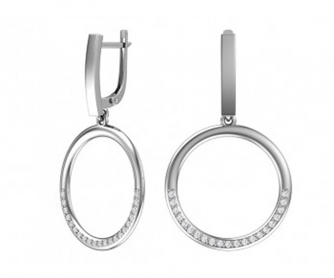 Серьги из серебра с камнем Фианит фото, цены