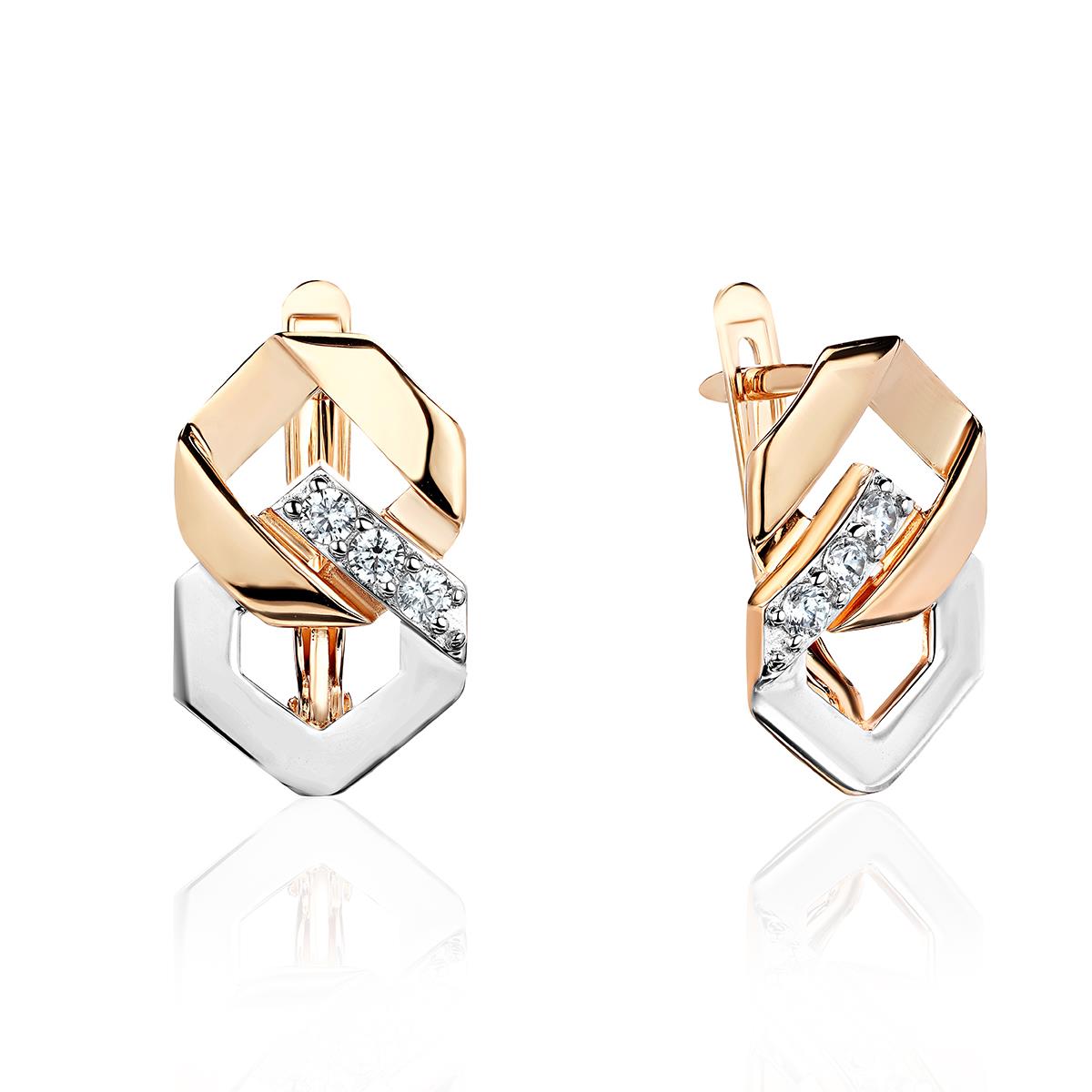 Серьги из золота с камнем Фианит фото, цены