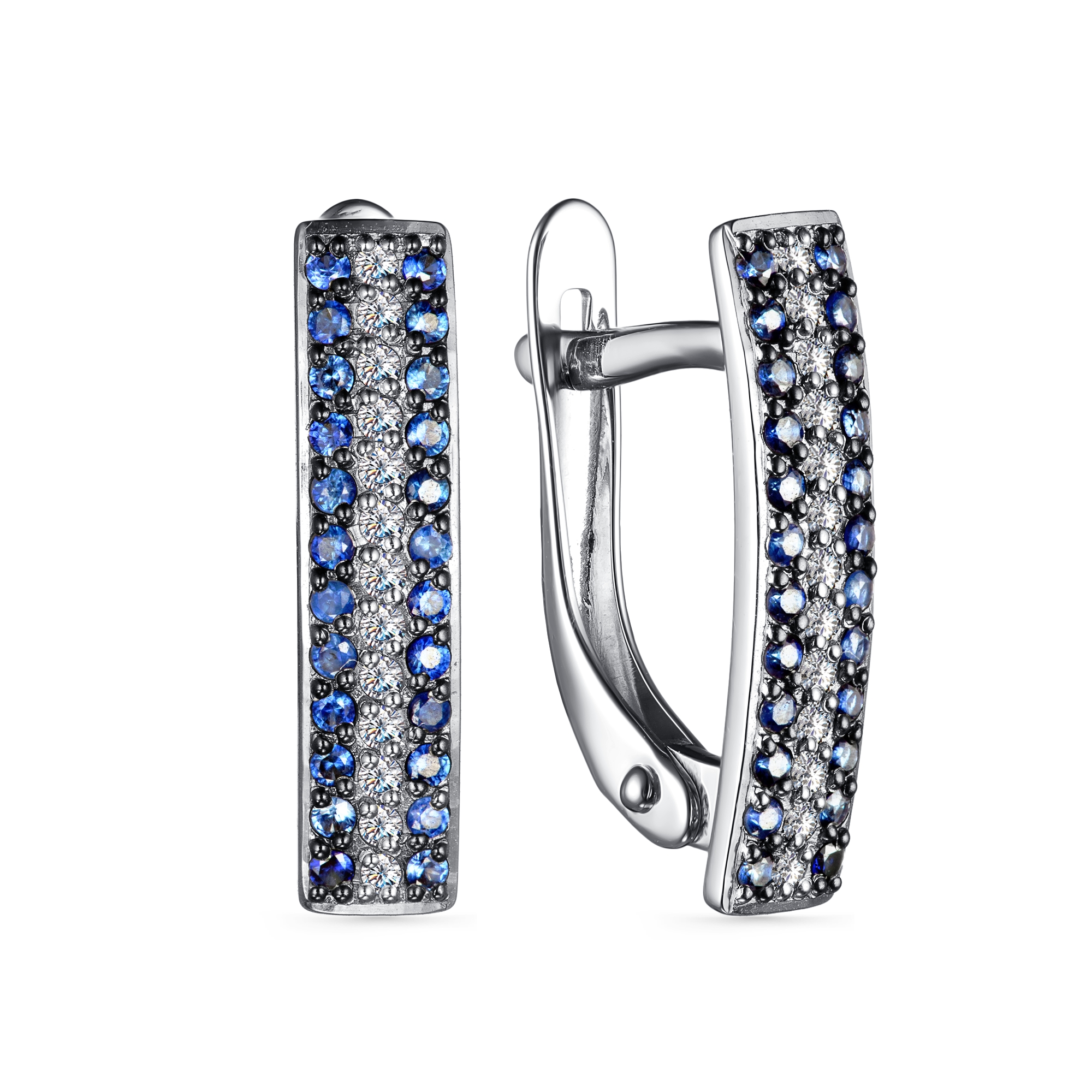 Серьги из золота с камнем Бриллиант, Сапфир фото, цены